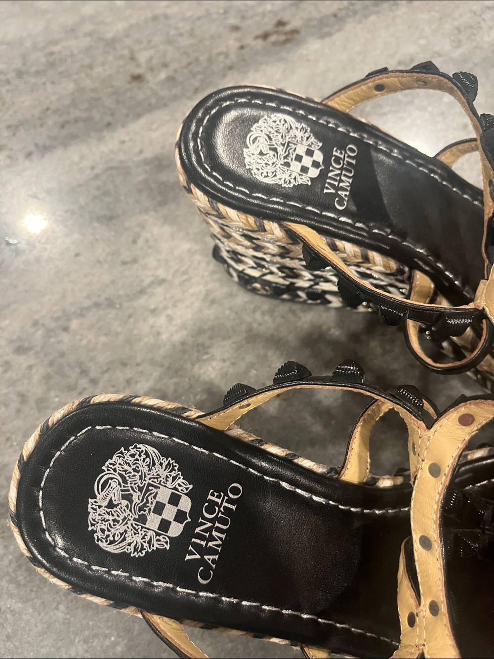 Vince Camuto Black Braided Espadrille Wedge Sandals - Picture 2 of 10